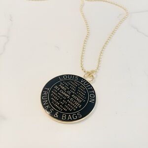 Luxury Black/Gold Large Double Sided Logo Trunks & Bags Charm Necklace